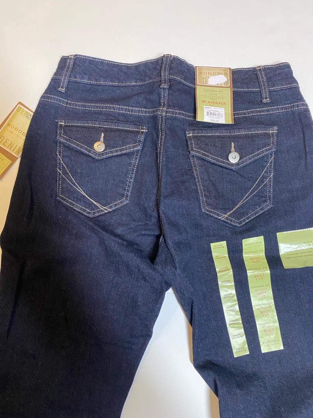 Sonoma SZ 8P Dark Denim Boot Cut Mid Rise Slimming Jeans New D6e - Picture 2 of 13